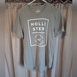 Hollister Gray Short Sleeve Graphic Logo T Shirt Size Large